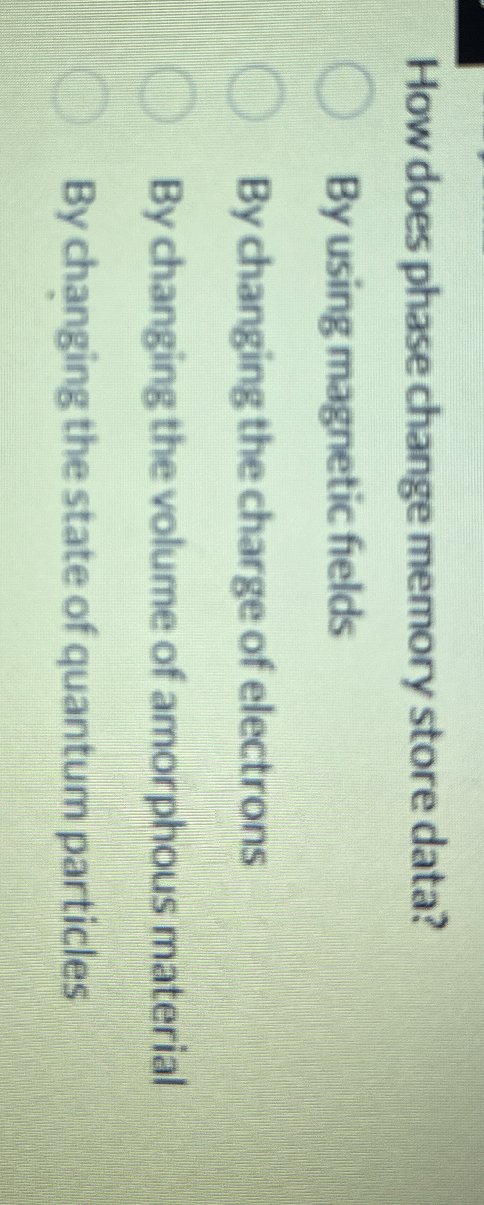 How does phase change memory store data? By using