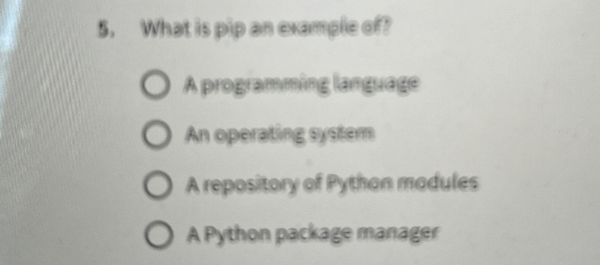 What is pip an example of ? A programming