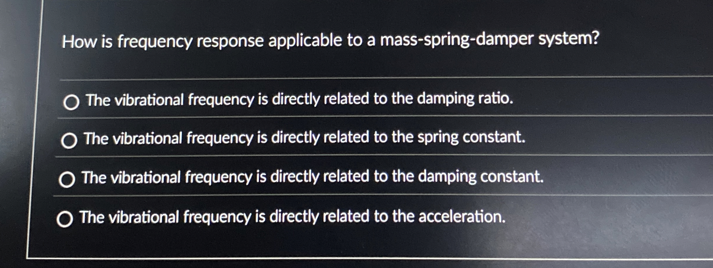 How is frequency response applicable to a mass -