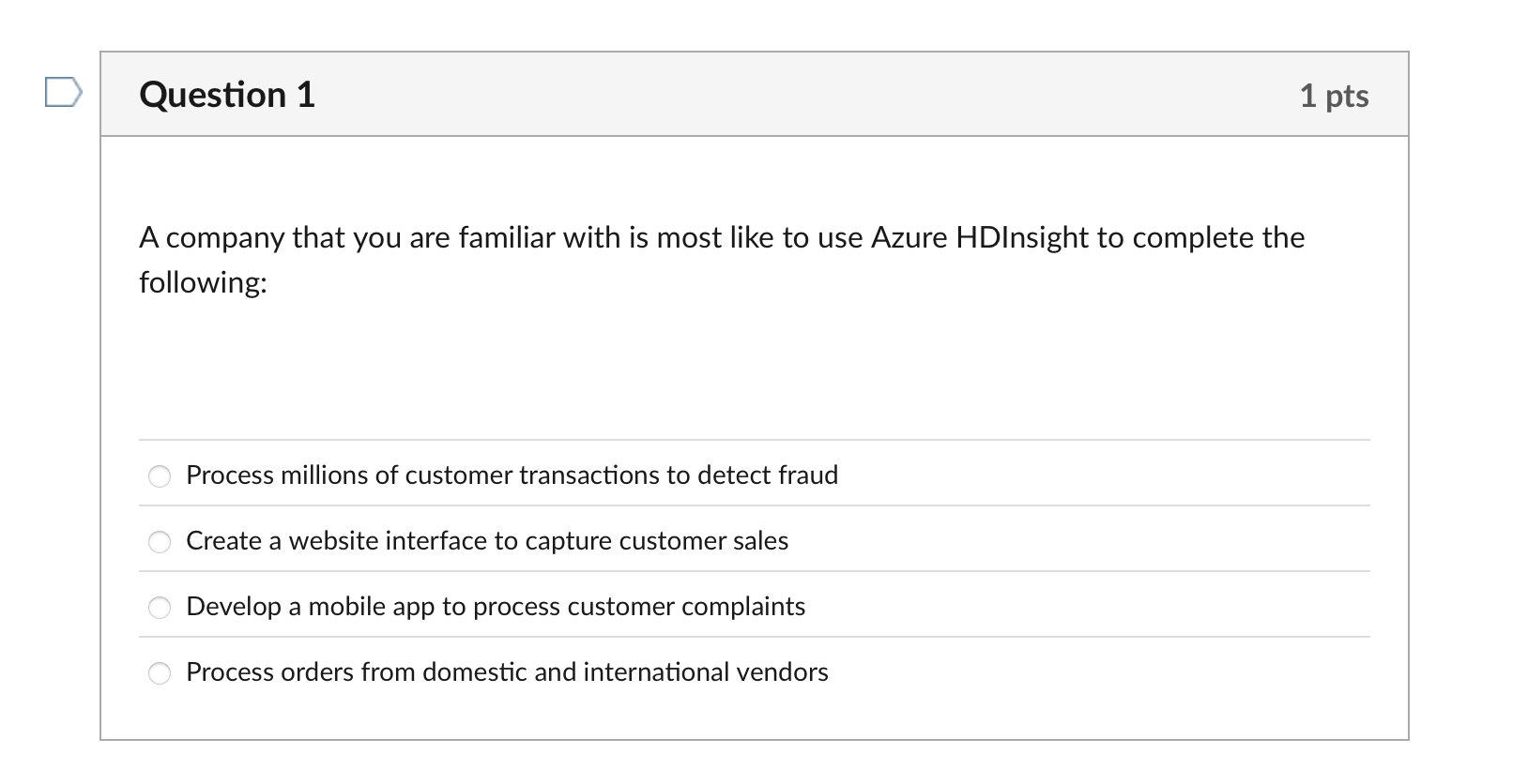 Question 1 A company that you are familiar with