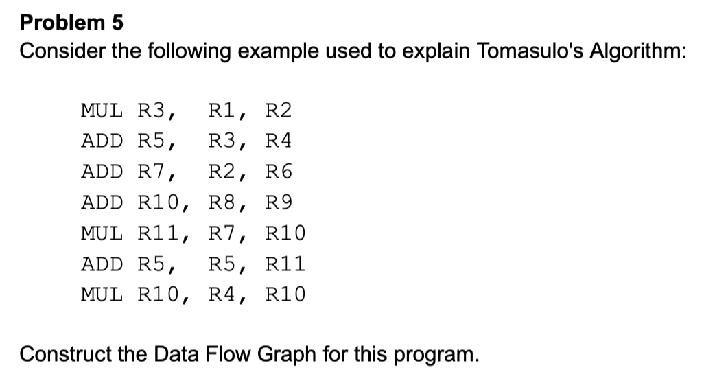 Problem 5 Consider the following example used to