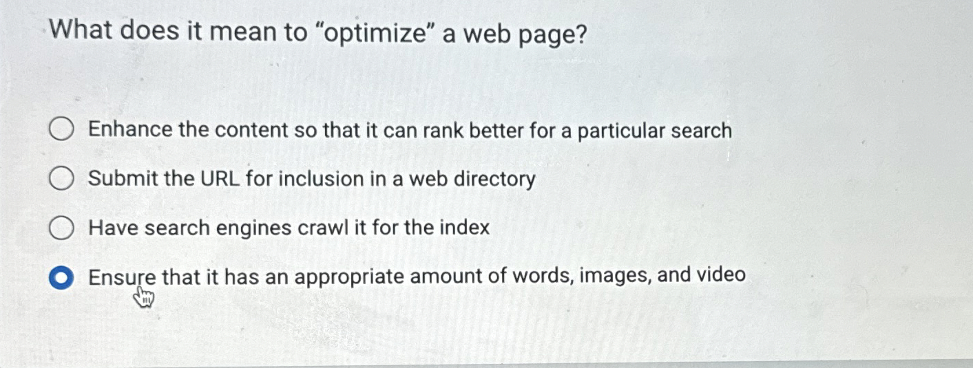 What does it mean to "optimize" a web page?