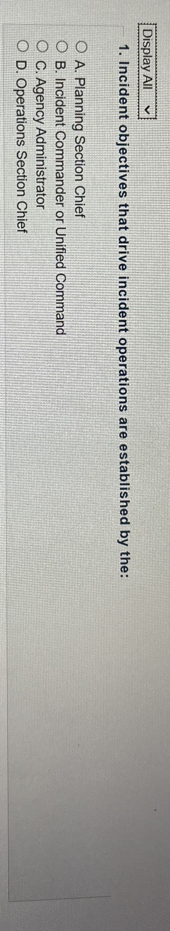 Display All Incident objectives that drive
