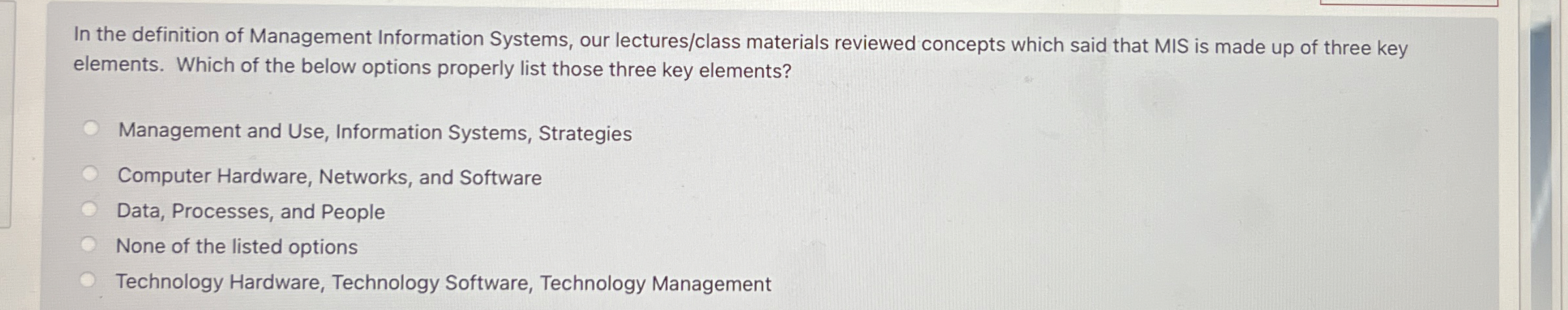 In the definition of Management Information