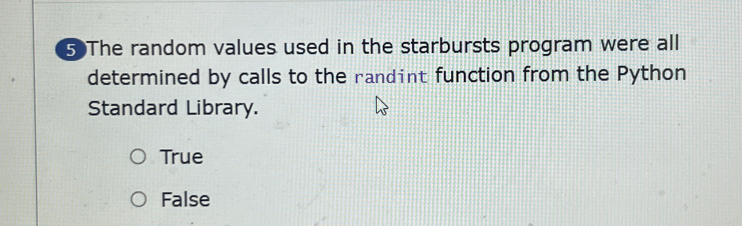 The random values used in the starbursts program