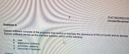 Question 6 EUC 1 5 0 NAEU 1 5 0 October /