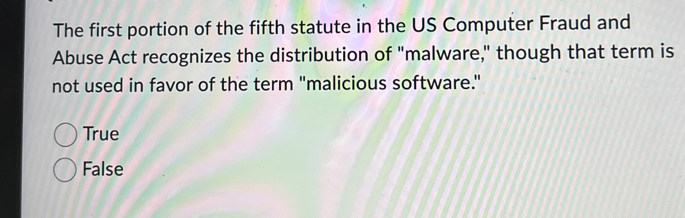 The first portion of the fifth statute in the US