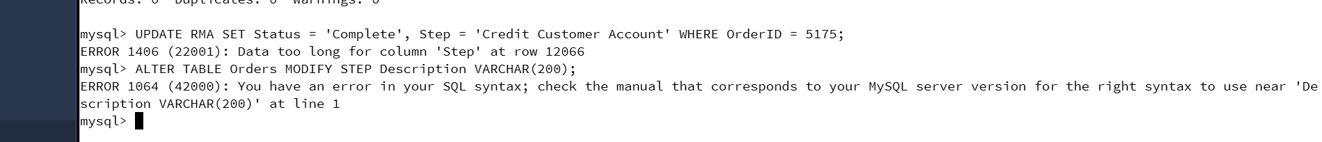 In the RMA database, update a customer's records.