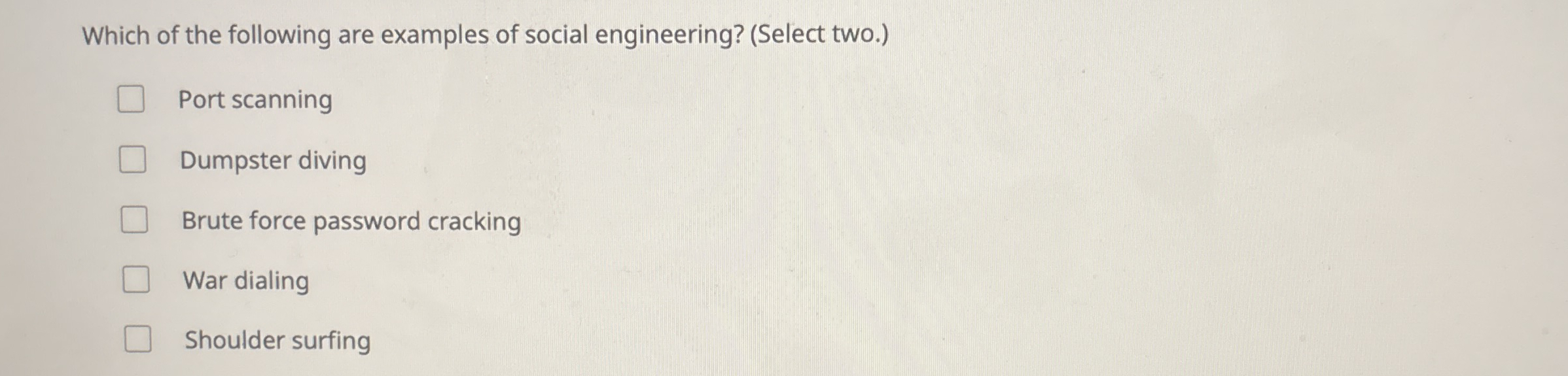 Which of the following are examples of social