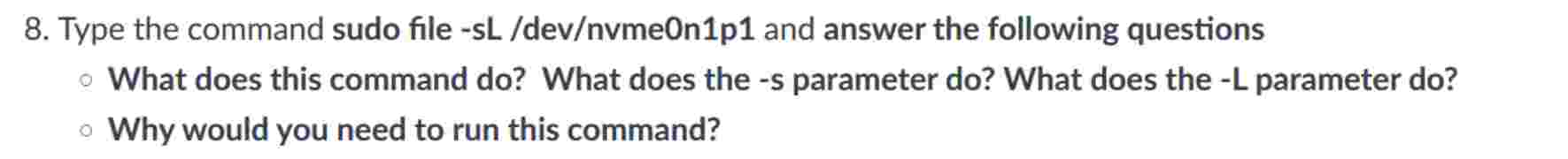 Type the command sudo file - sL / dev / nvme 0 n