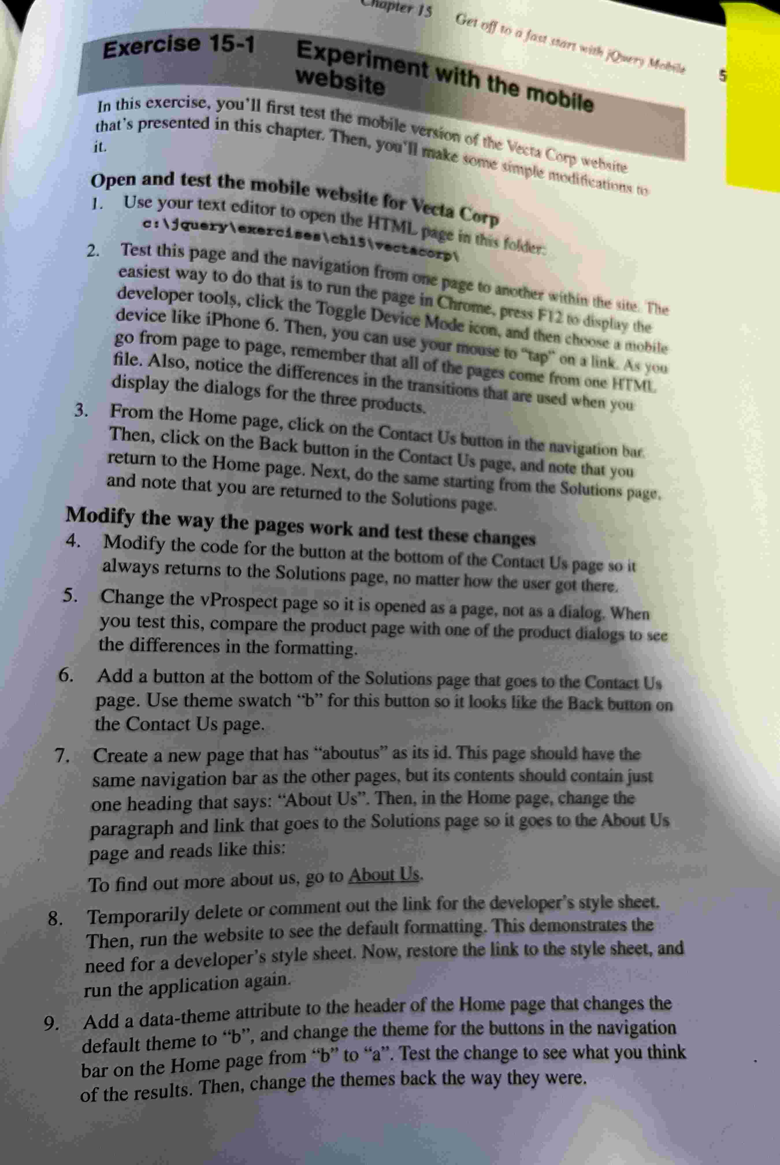 Exercise 1 5 - 1 Experiment with the mobile