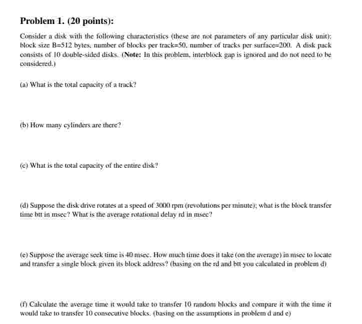 Problem 1 . ( 2 0 points ) : Consider a disk with