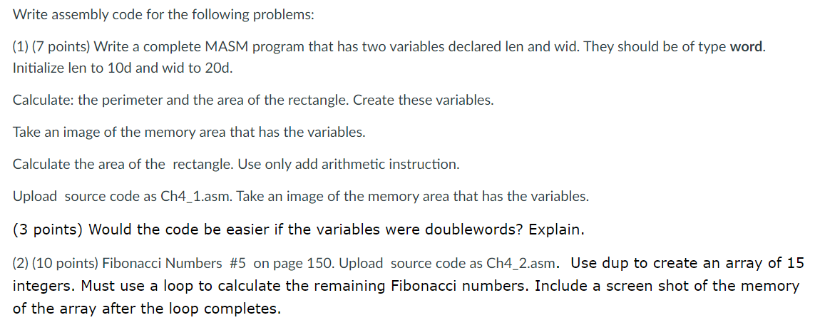 Upload source code as Ch 4 _ 1 . asm. Take an