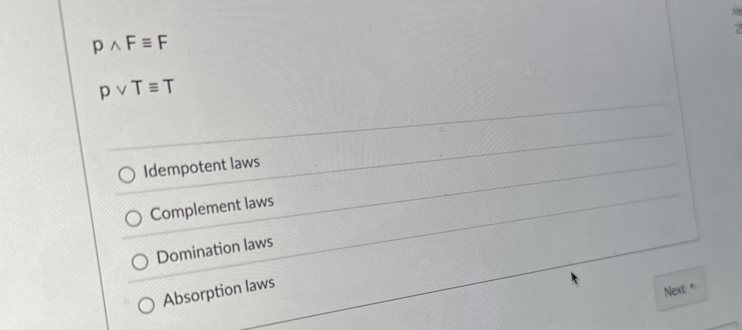 p ? ? F - = F p v v T - = T Idempotent laws