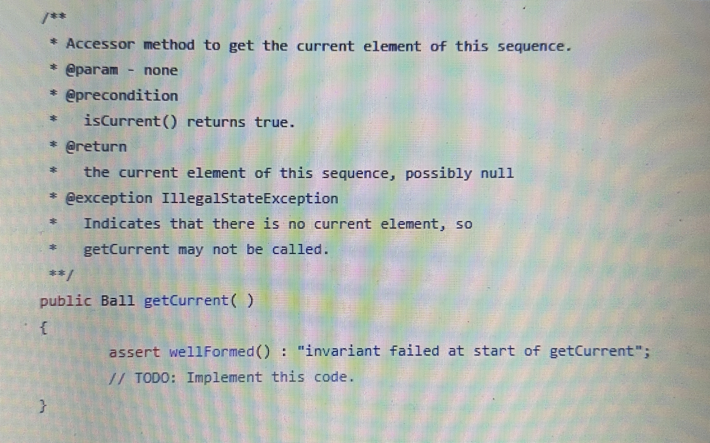 / * * Accessor method to get the current element