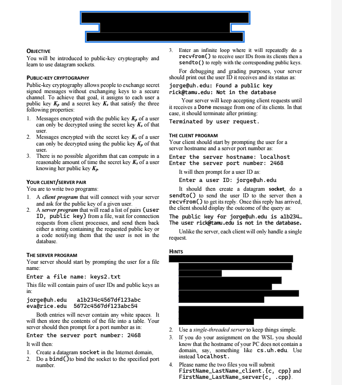 WIRTE TWO PROGRAMS ONE A CLIENT PROGRAM AND ONE A