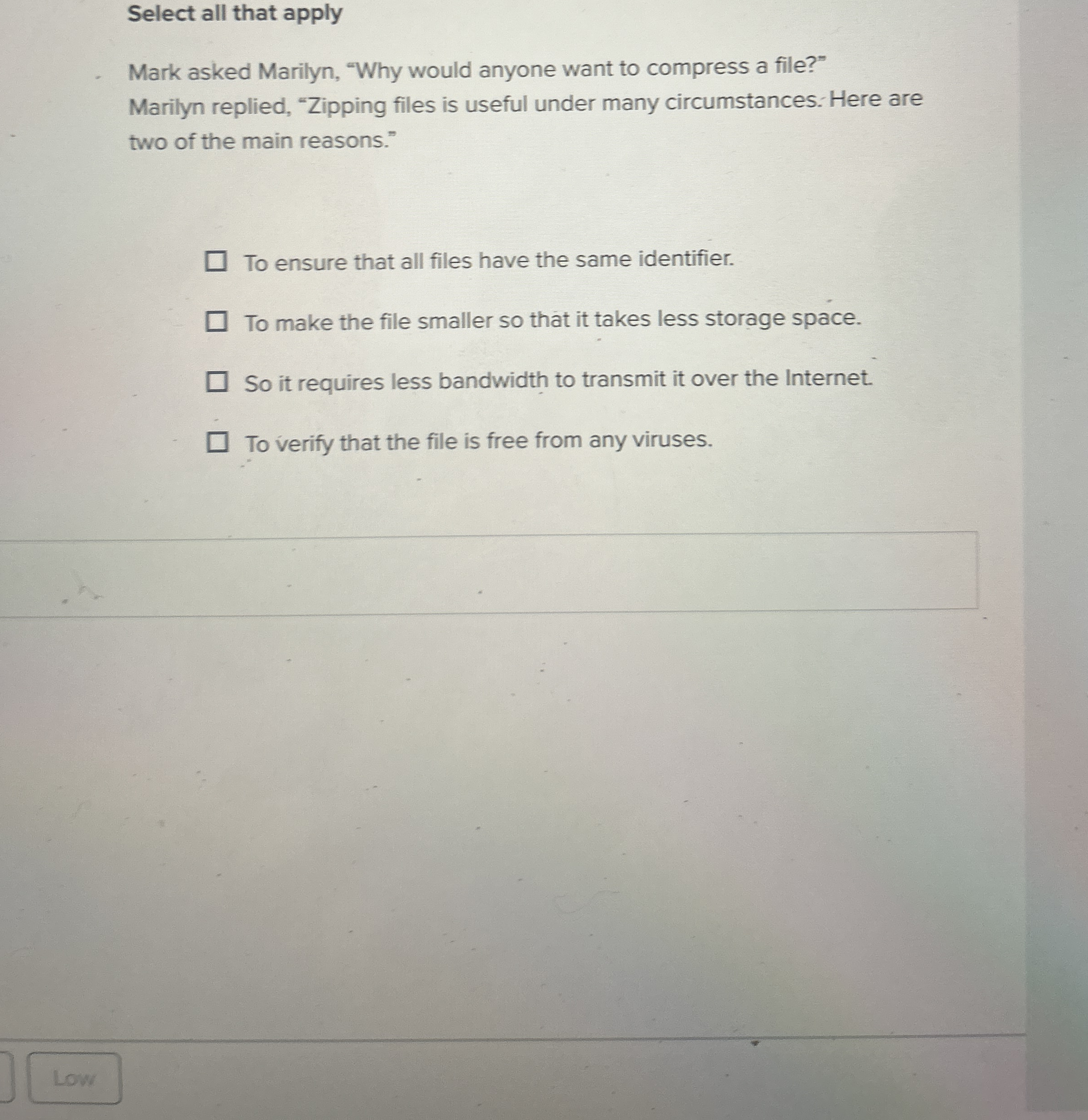 Select all that apply Mark asked Marilyn, "Why