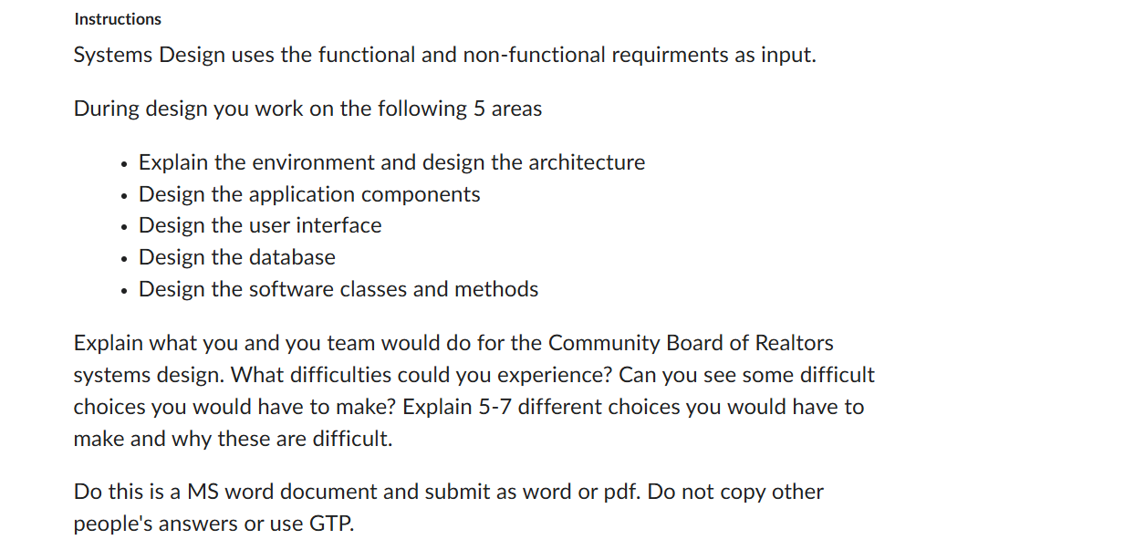 Instructions Systems Design uses the functional
