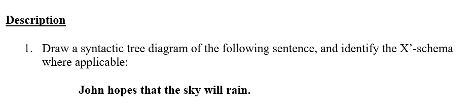 Description 1 . Draw a syntactic tree diagram of