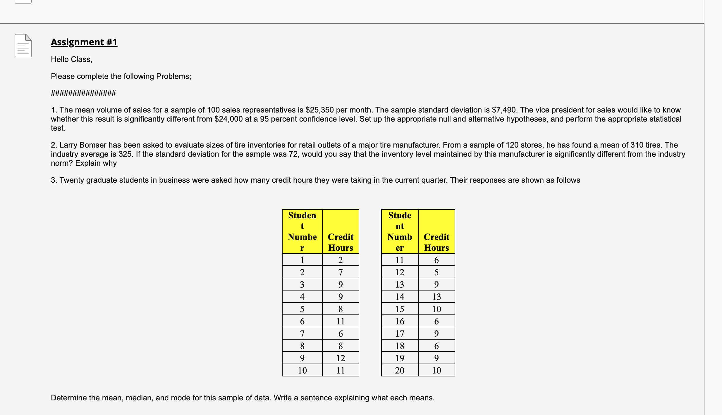 gm Hello Class, Please complete the following