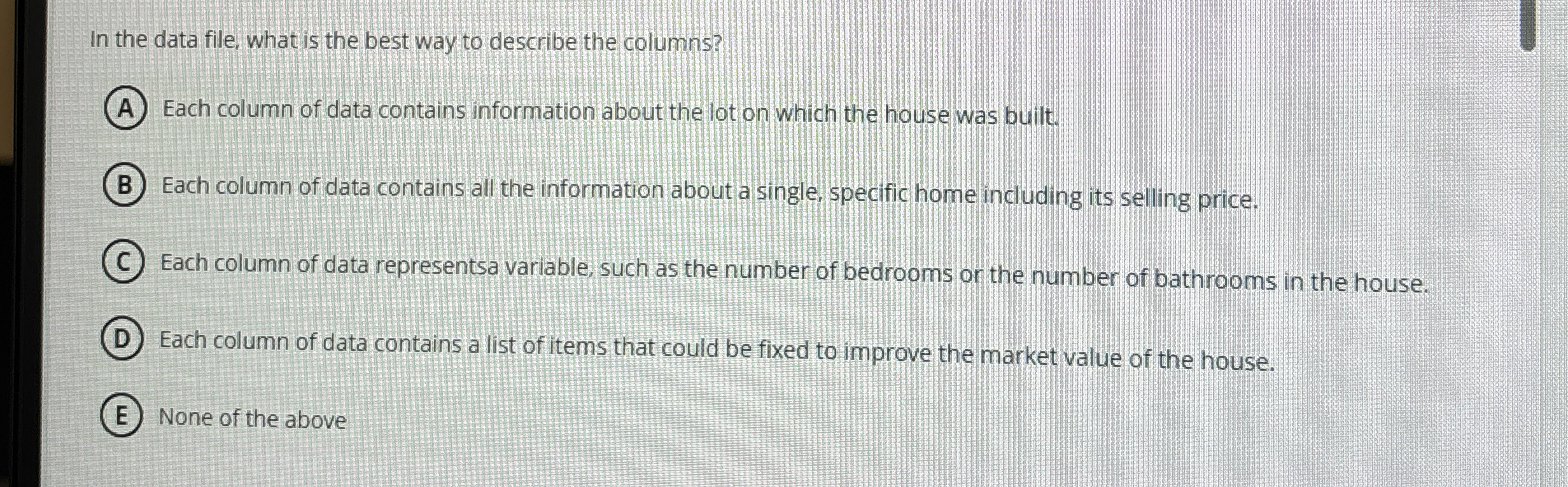 In the data file, what is the best way to