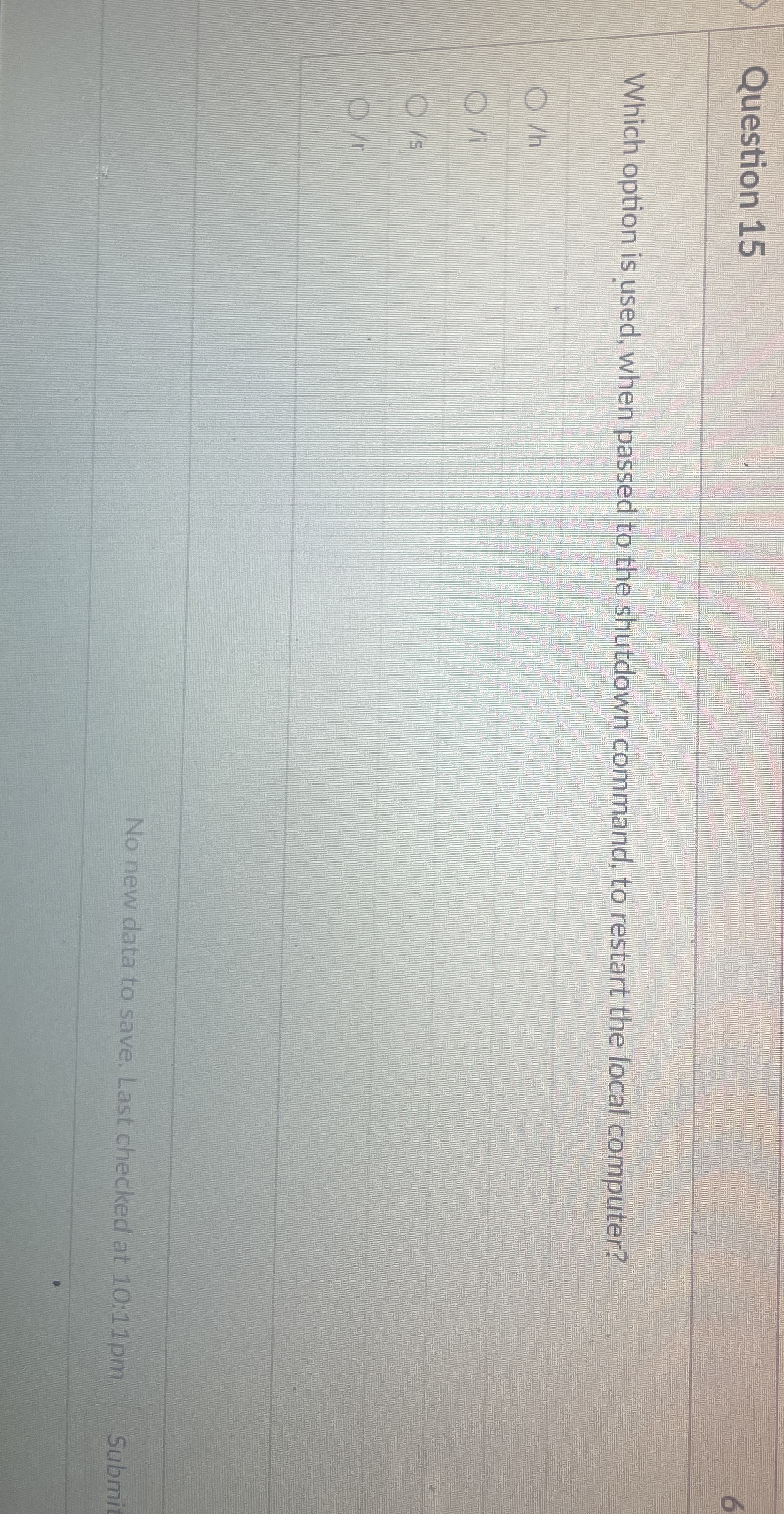 Question 1 5 Which option is used, when passed to