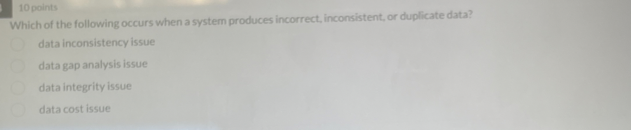 1 0 points Which of the following occurs when a