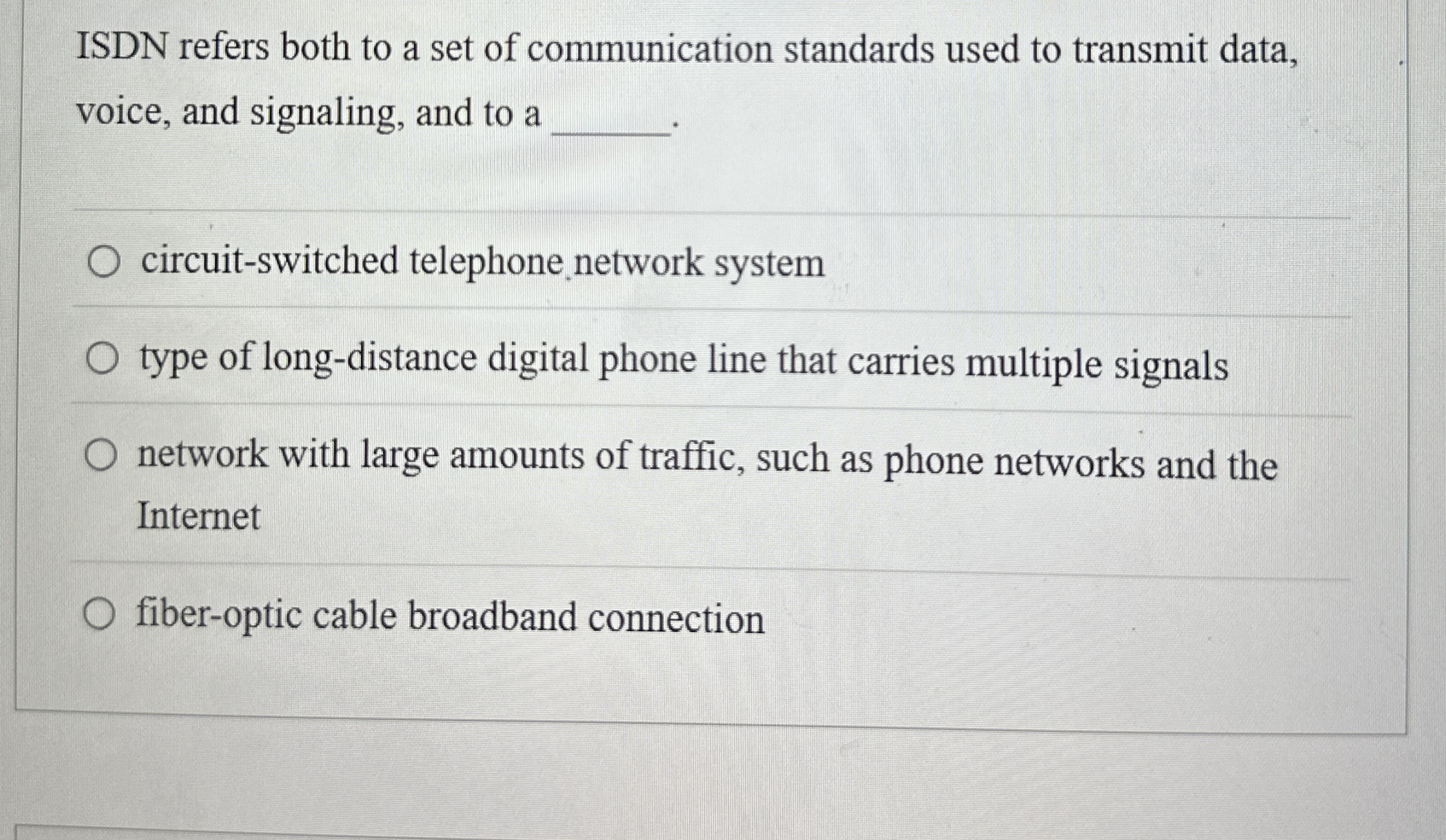 ISDN refers both to a set of communication
