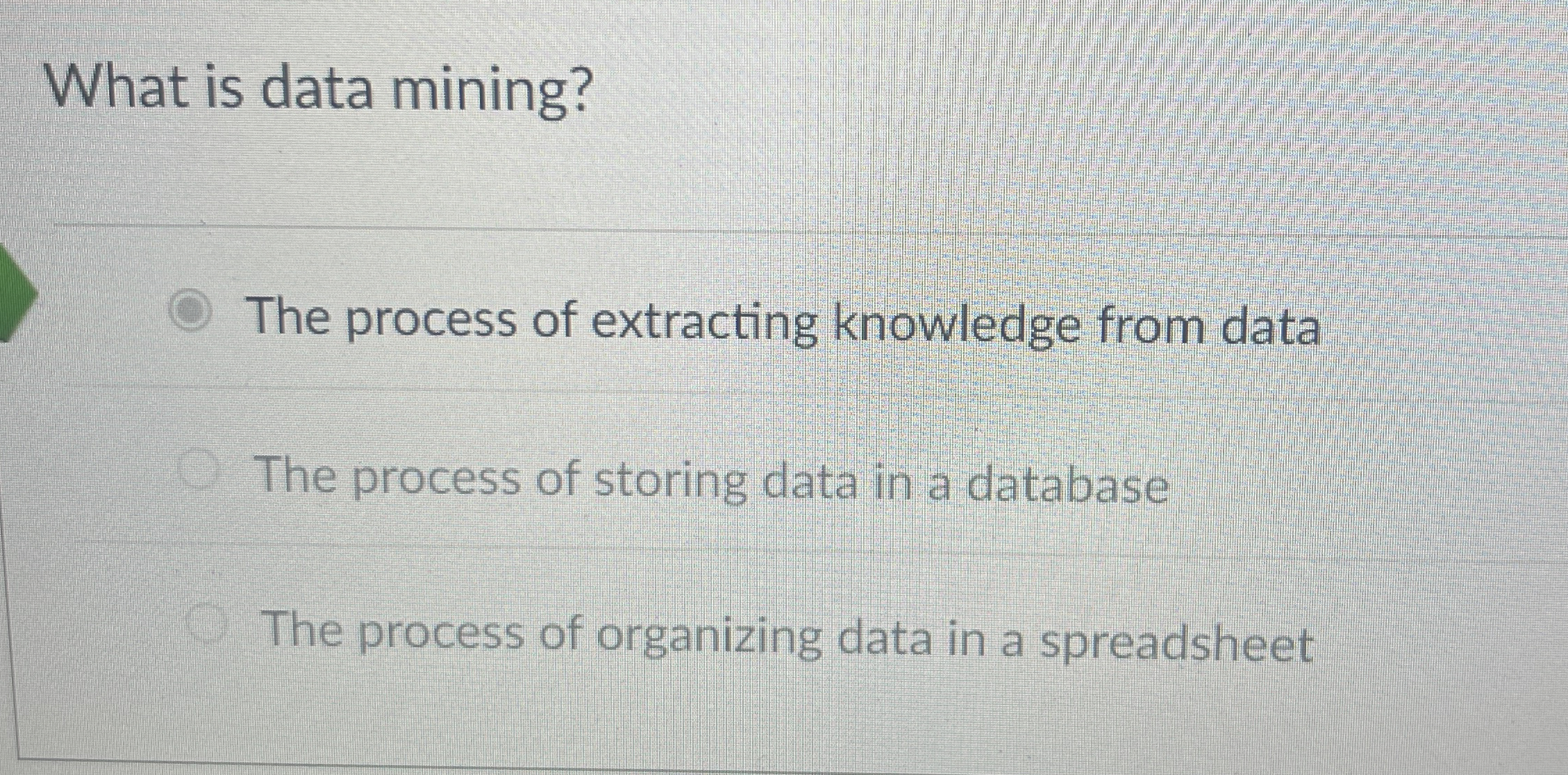 What is data mining? The process of extracting