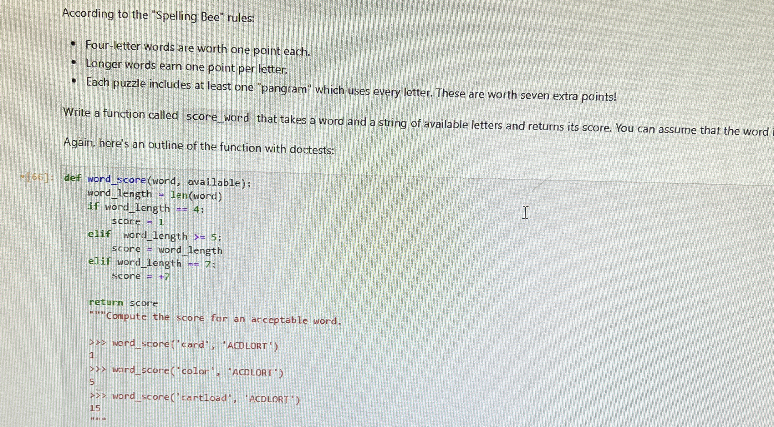According to the "Spelling Bee" rules: Four -