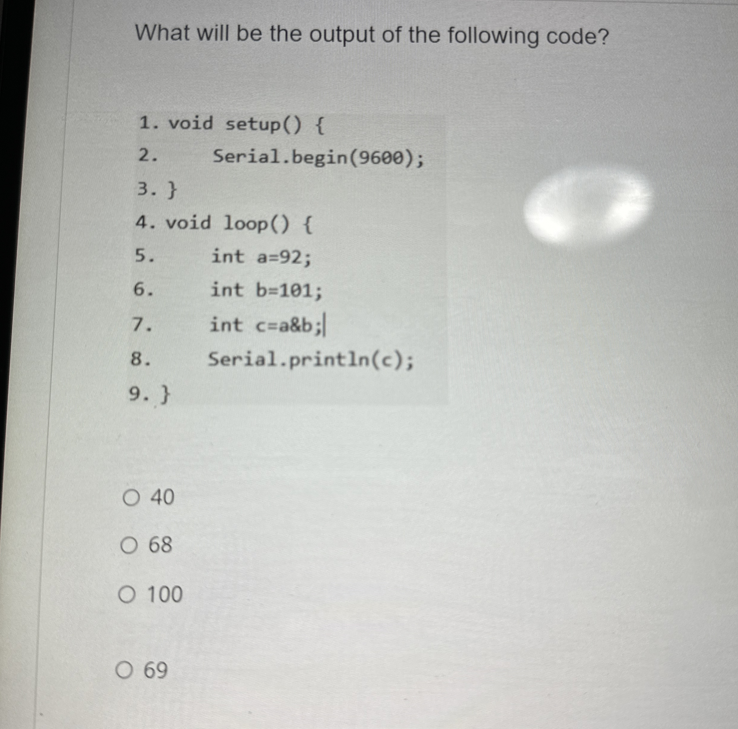 What will be the output of the following code?