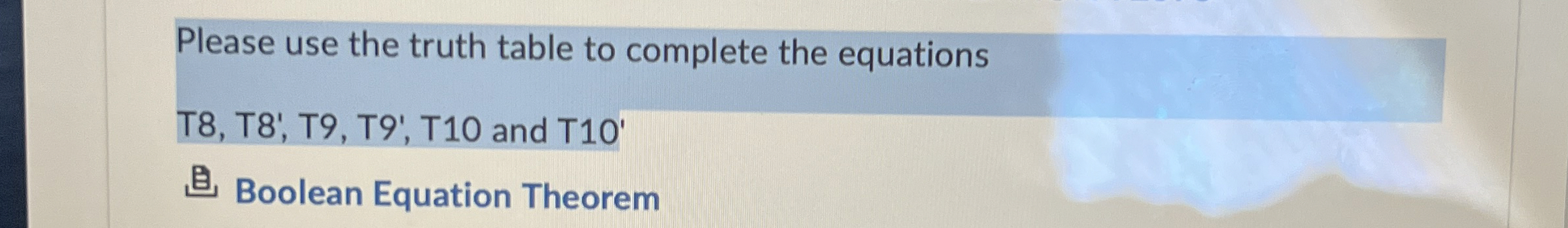 Please use the truth table to complete the