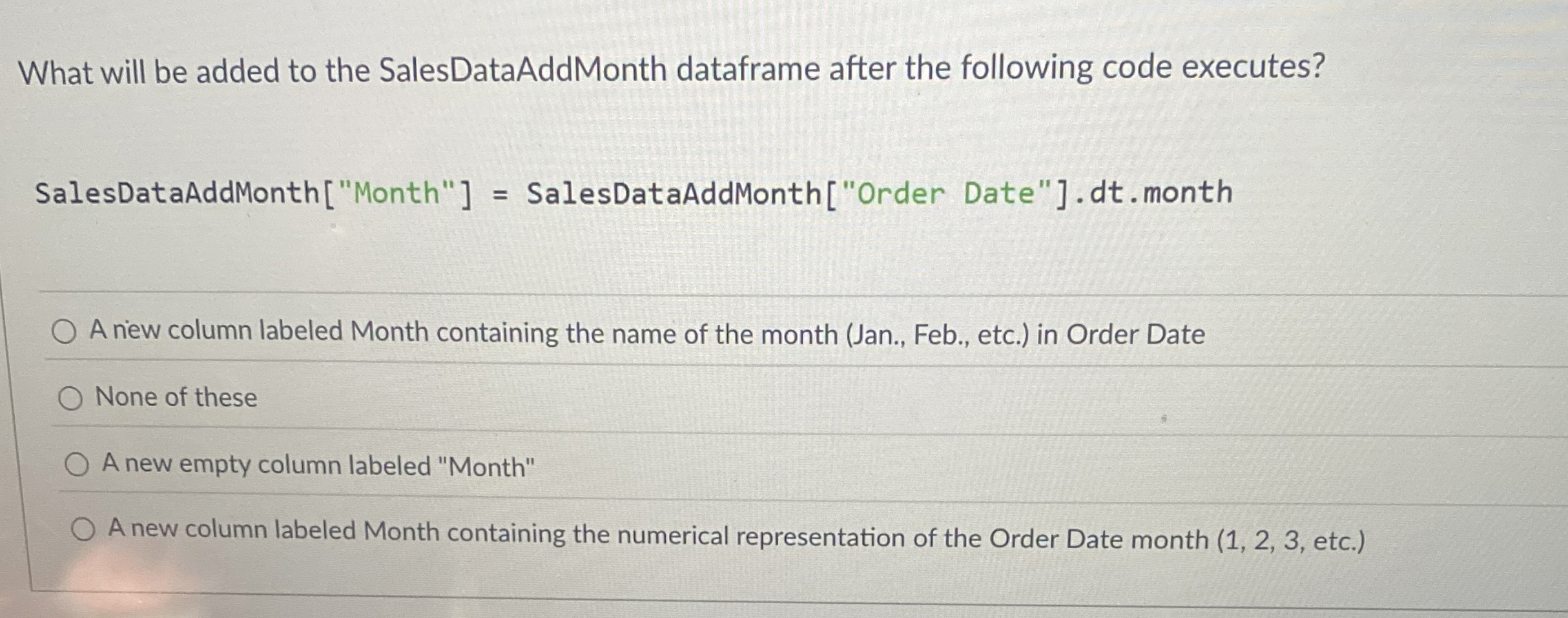 What will be added to the SalesDataAddMonth