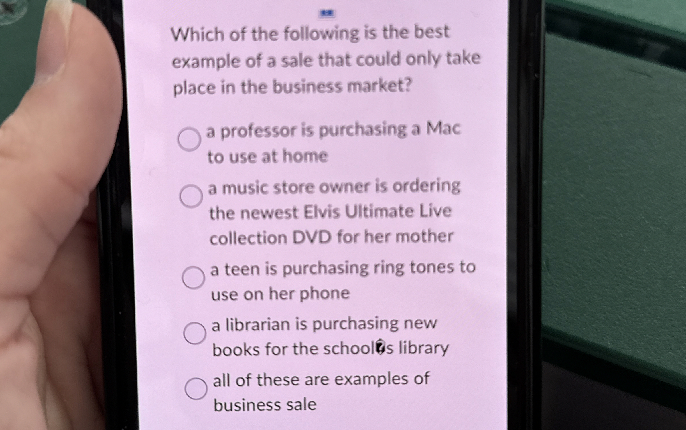 Which of the following is the best example of a