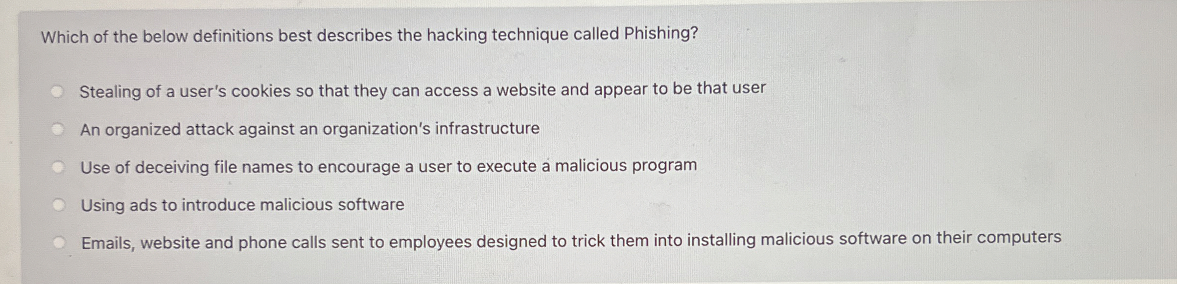 Which of the below definitions best describes the