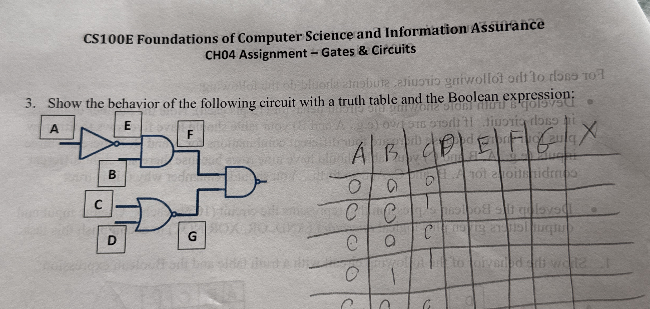 CHO 4 Assignment - Gates & Circuits Show the