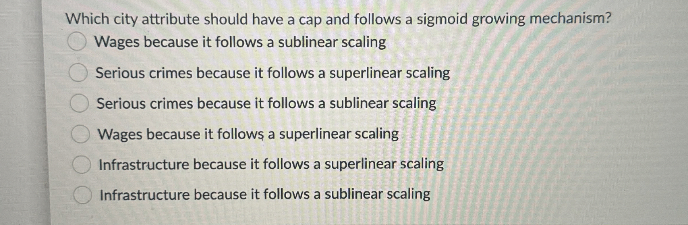 Which city attribute should have a cap and