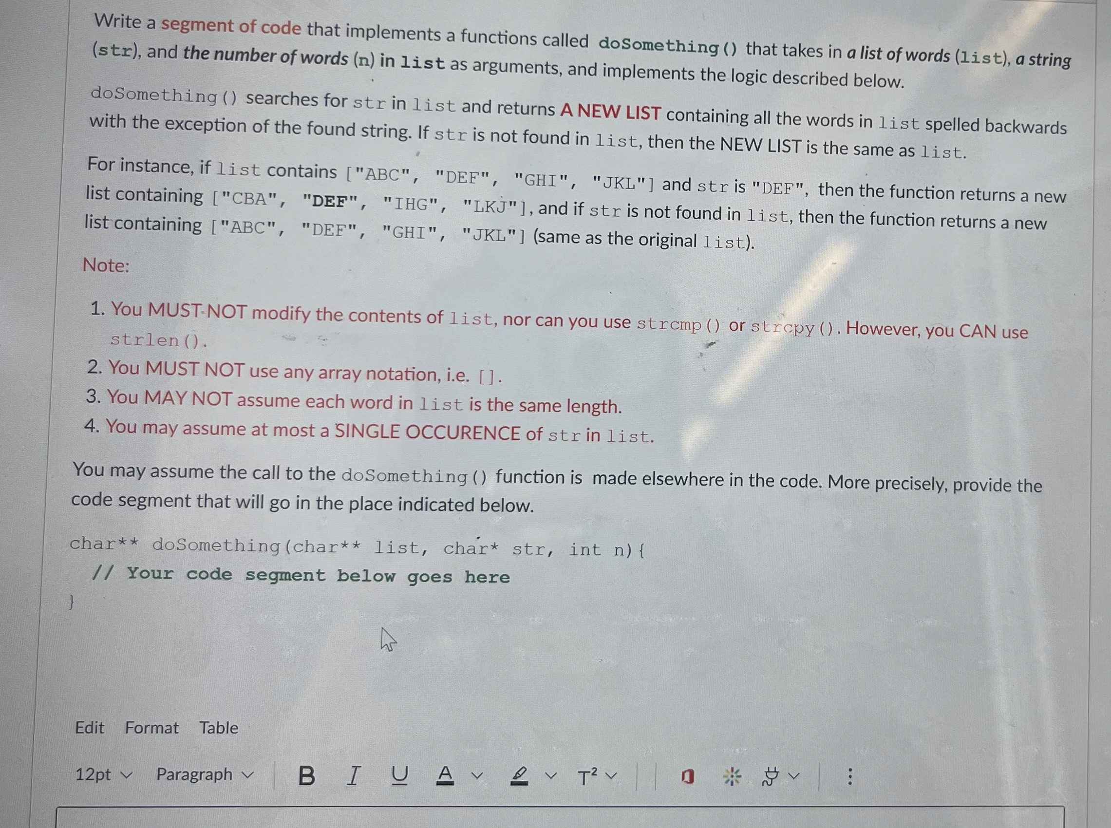 2 0 pts Write a segment of code that implements a