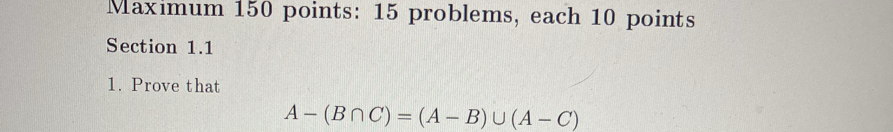 Maximum 1 5 0 points: 1 5 problems, each 1 0