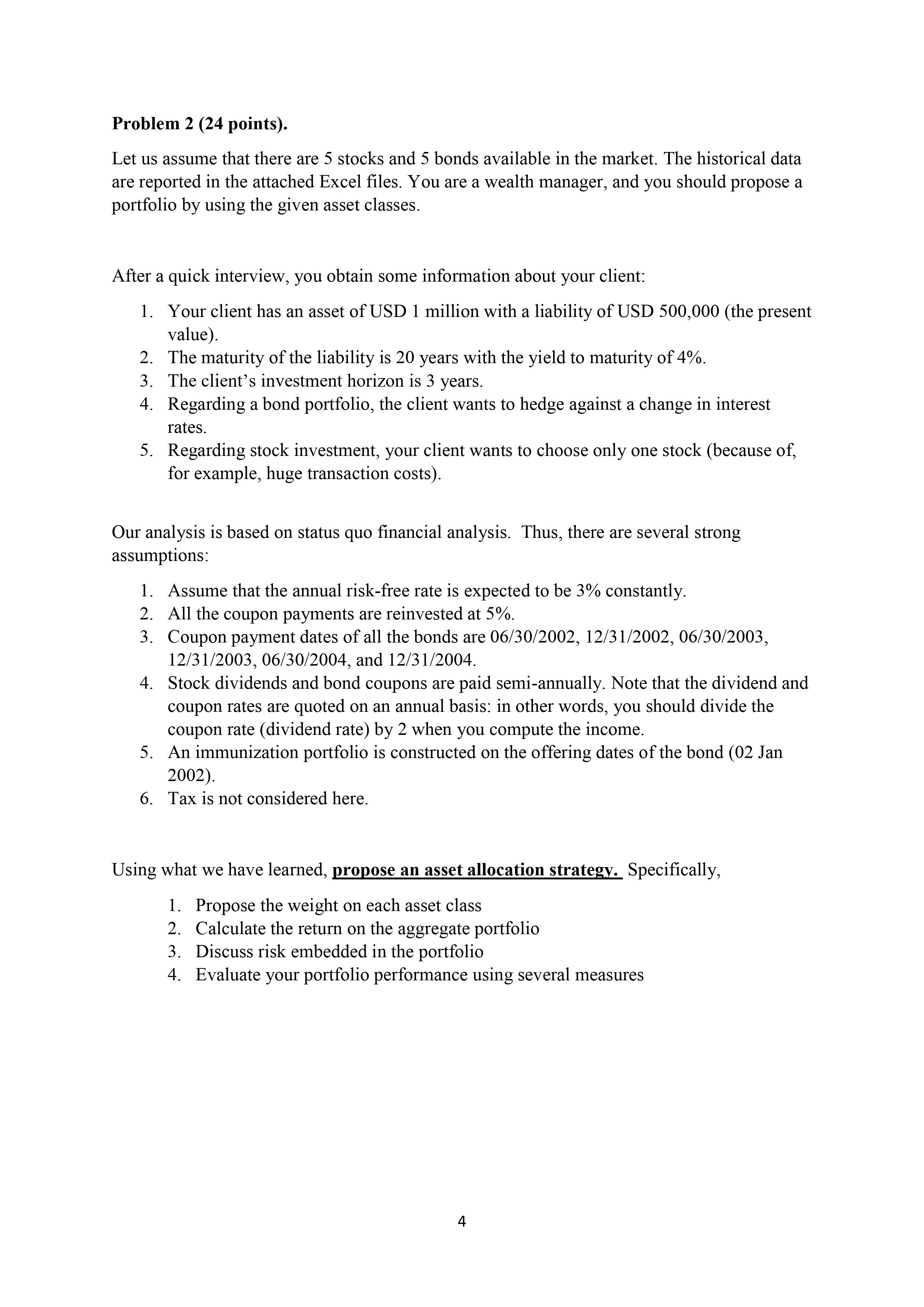 Problem 2 (24 points). Let us assume that there