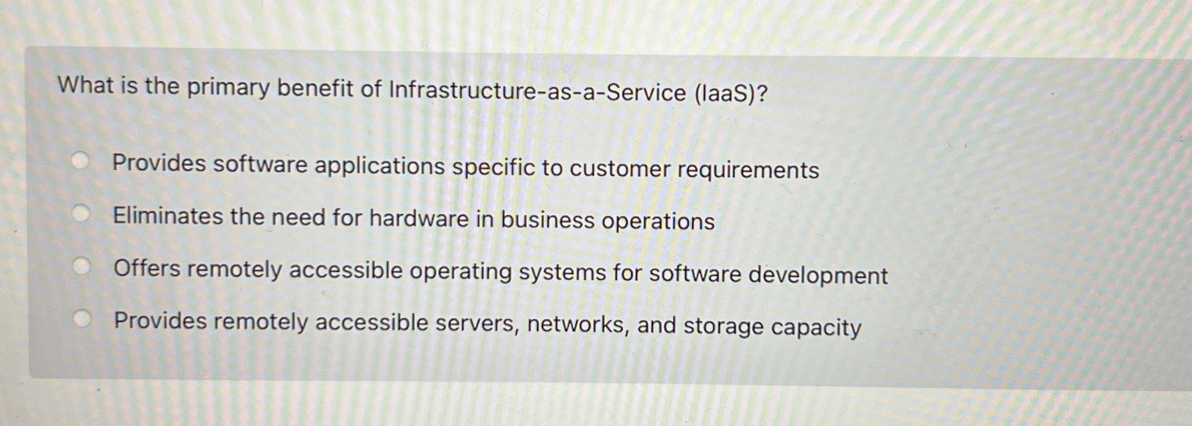 What is the primary benefit of Infrastructure -