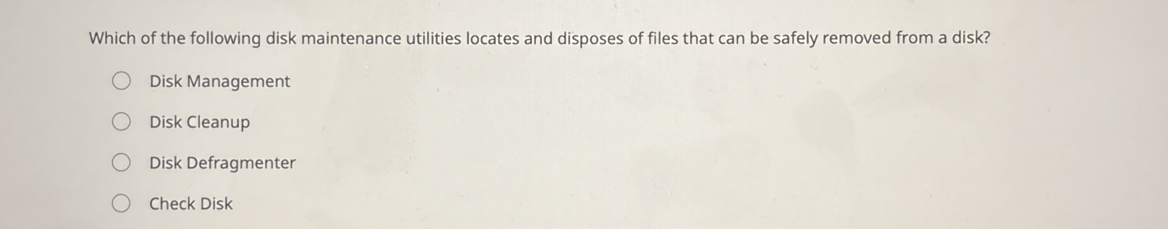 Which of the following disk maintenance utilities