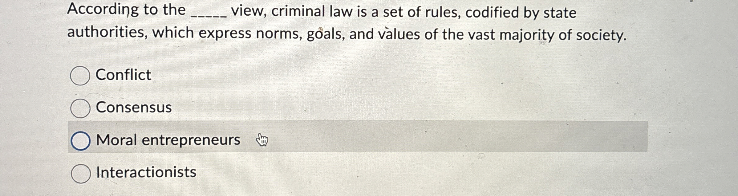 According to the view, criminal law is a set of