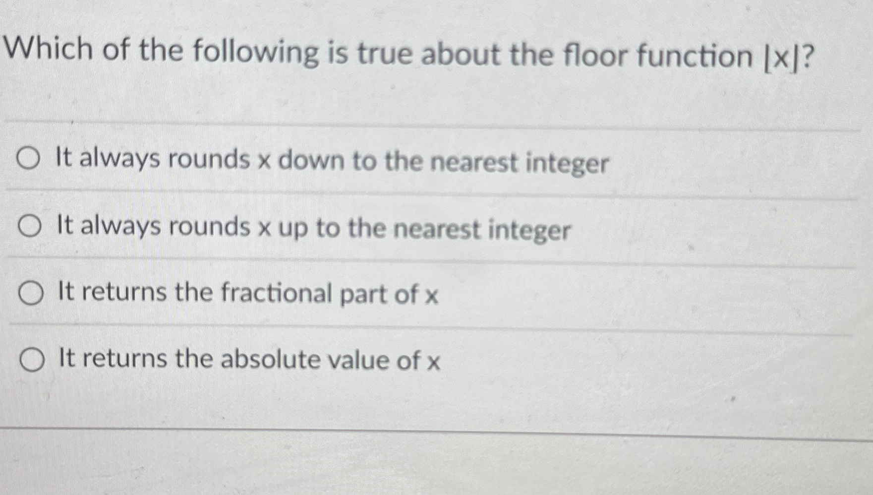 Which of the following is true about the floor