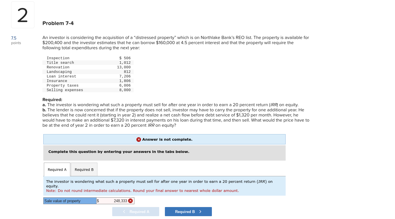 2 7'. 5 points Problem 7-4 An investor is