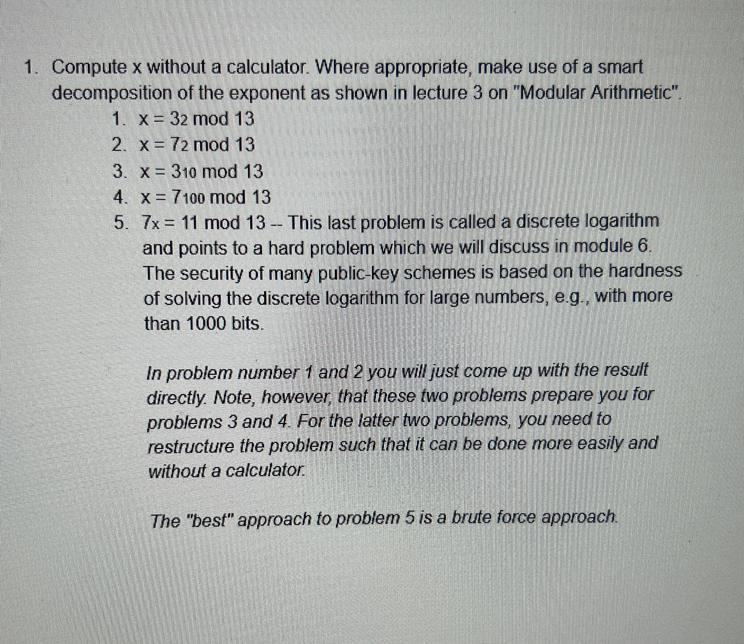 Compute x without a calculator. Where