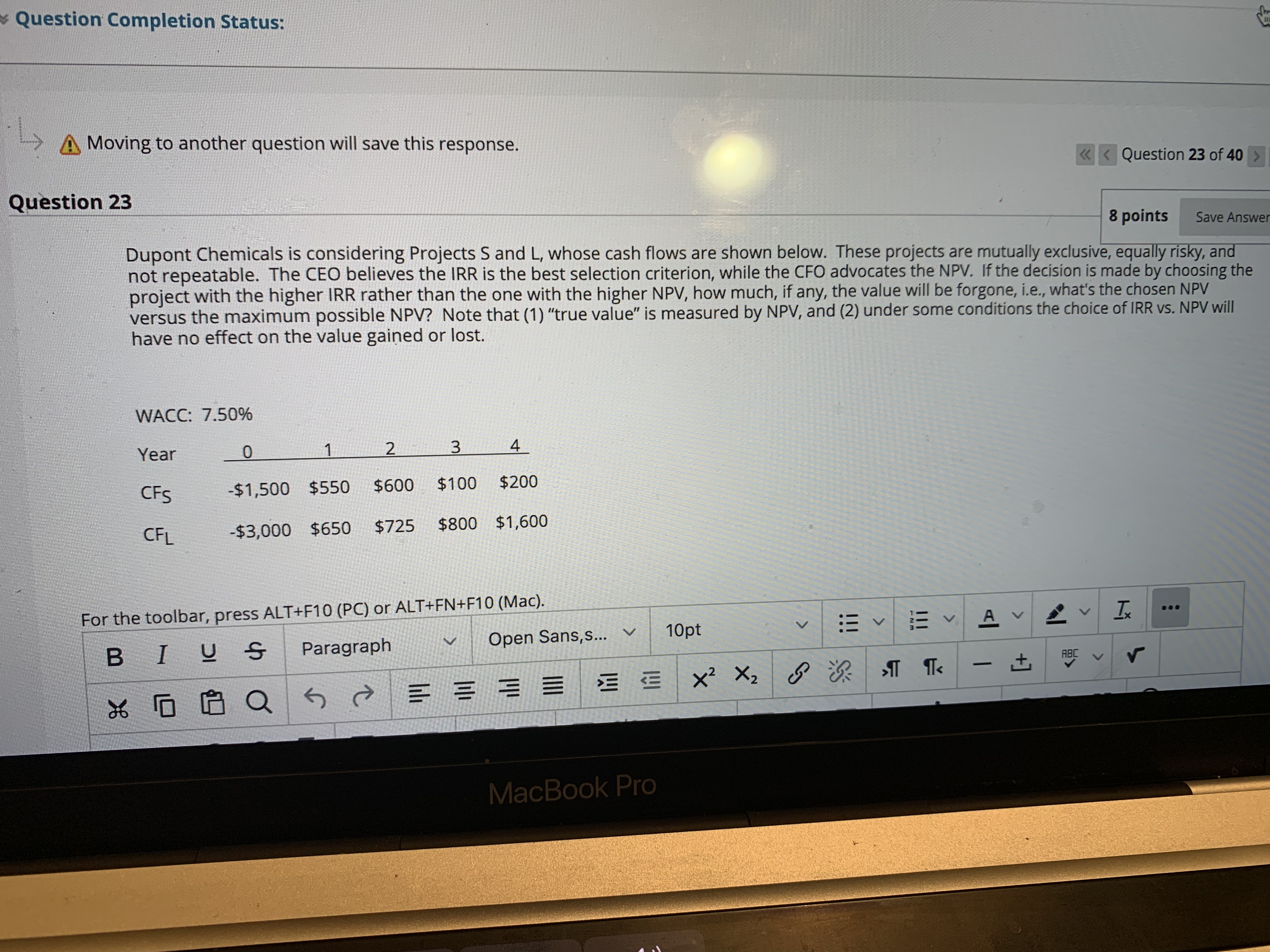 Question Completion Status: -> A Moving to