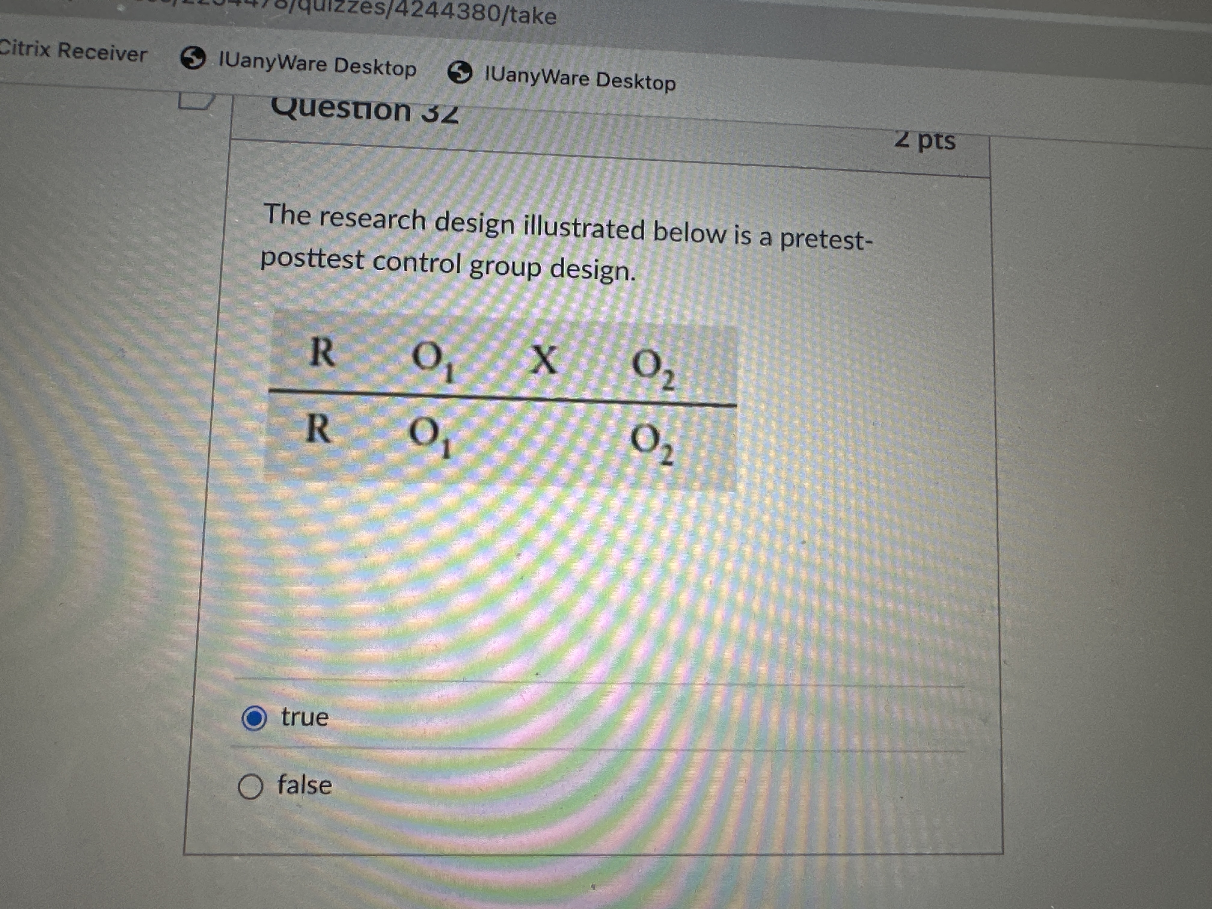 Question 3 ? ? The research design illustrated