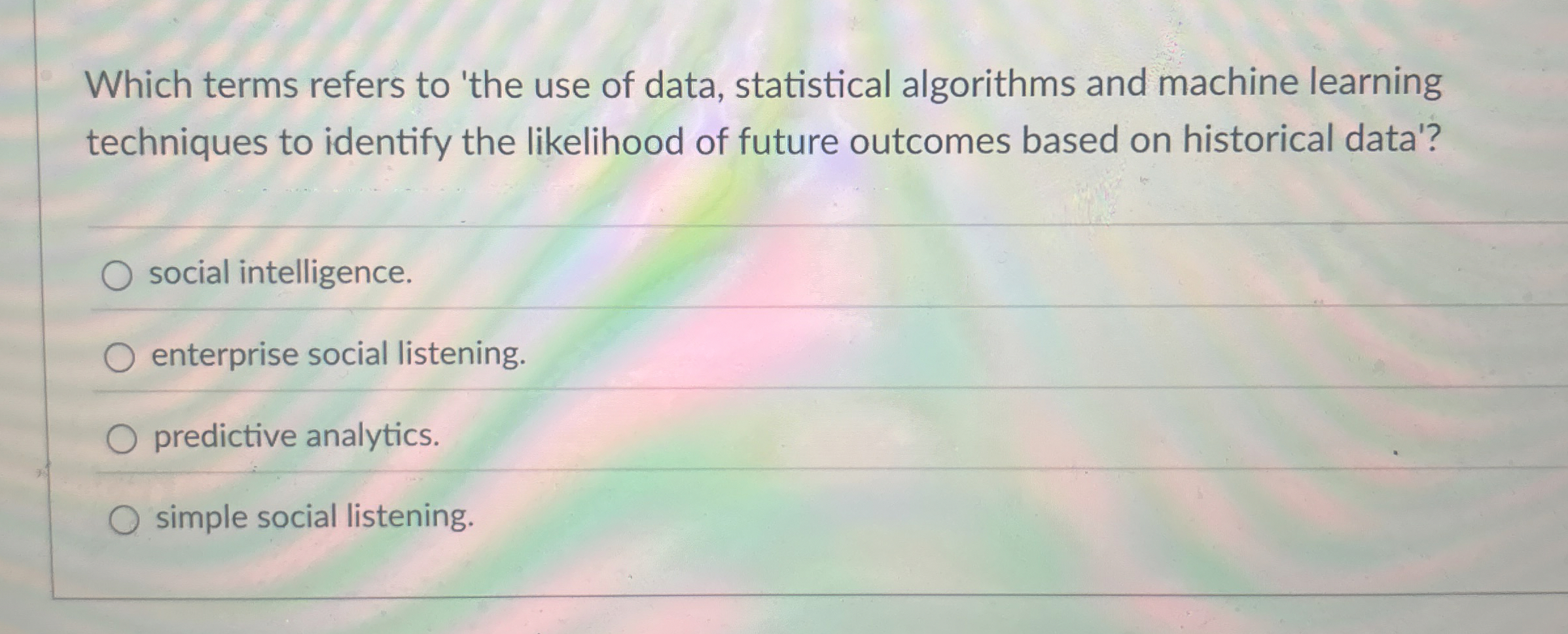 Which terms refers to 'the use of data,