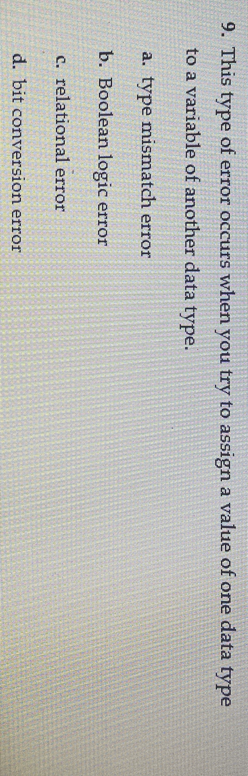 This type of error occurs when you try to assign